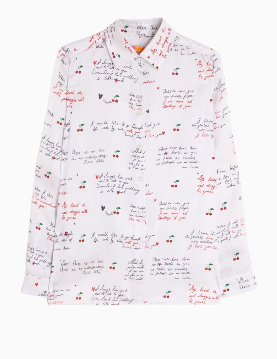 CAMISA VILAGALLO ESTAMPADA CARTAS Y CEREZAS 