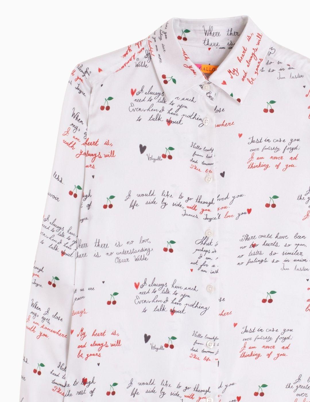 CAMISA VILAGALLO ESTAMPADA CARTAS Y CEREZAS 