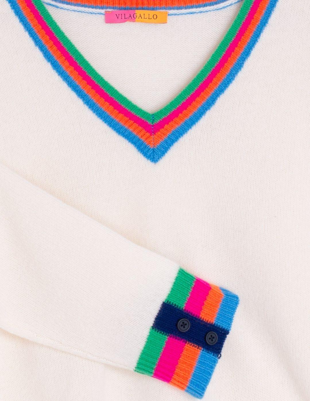 JERSEY VILAGALLO CRUDO CUELLO PICO RAYAS  