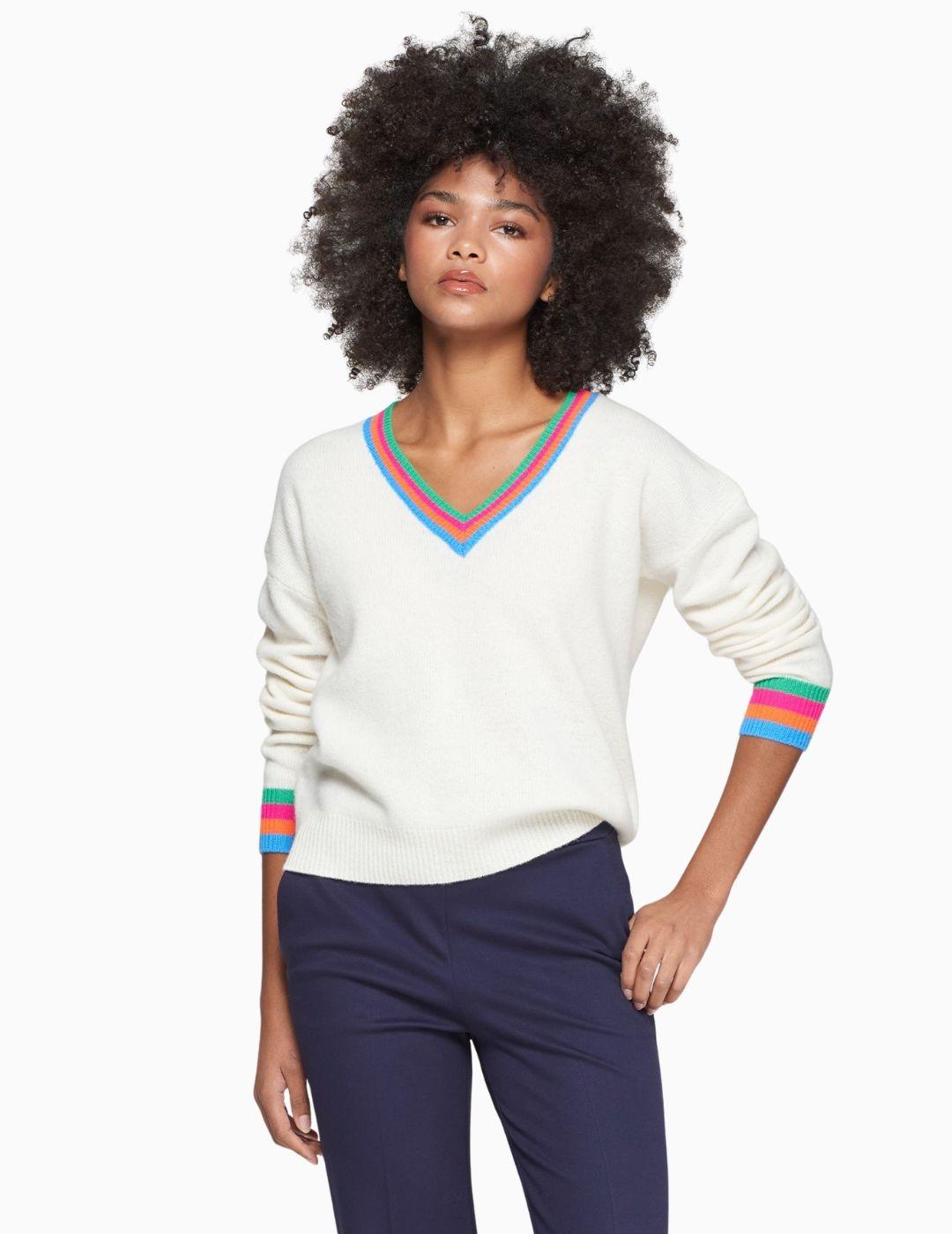 JERSEY VILAGALLO CRUDO CUELLO PICO RAYAS  