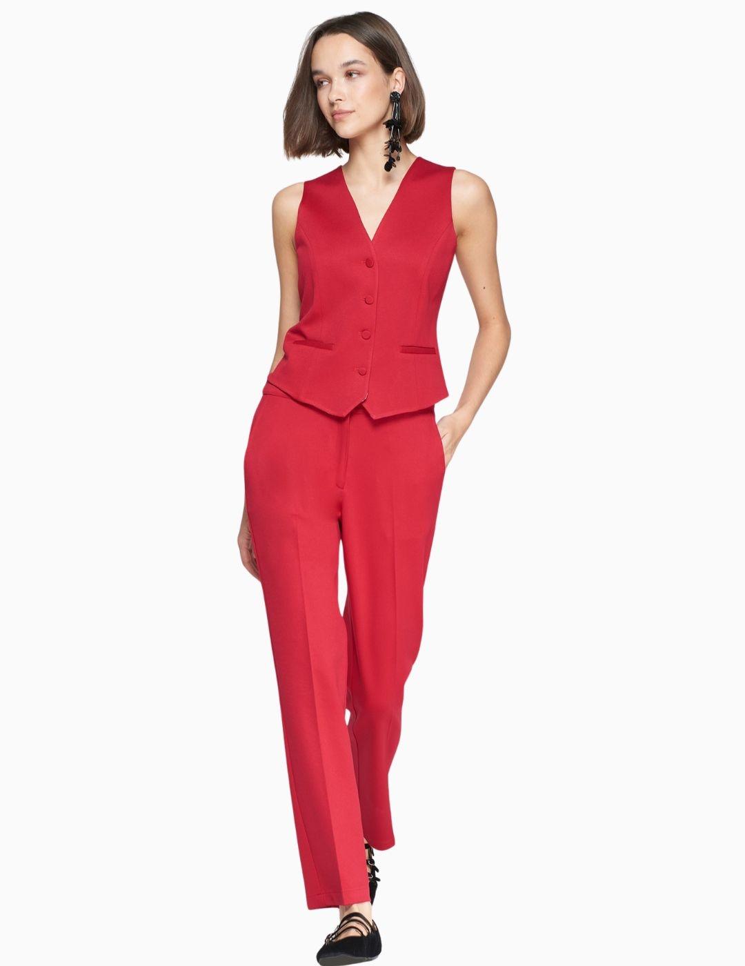 PANTALON VILAGALLO RECTO ROJO ESTRUCTURA 