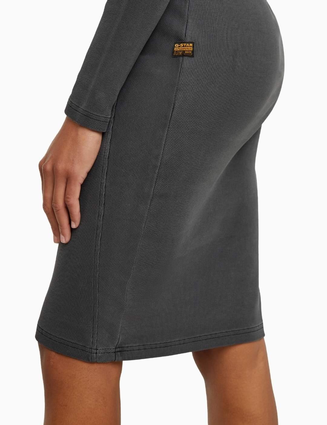 VESTIDO G-STAR WASHED SLIM RIB DK BLACK GD