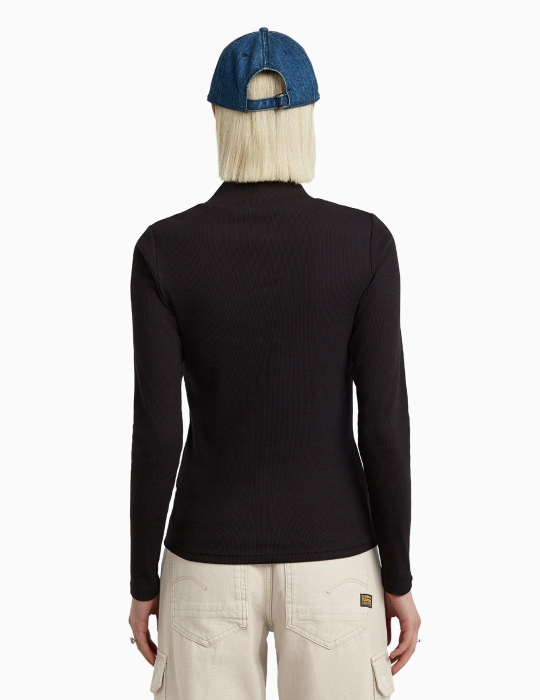 CAMISETA G-STAR A-LINE SLIM RIB MOCK NEGRA