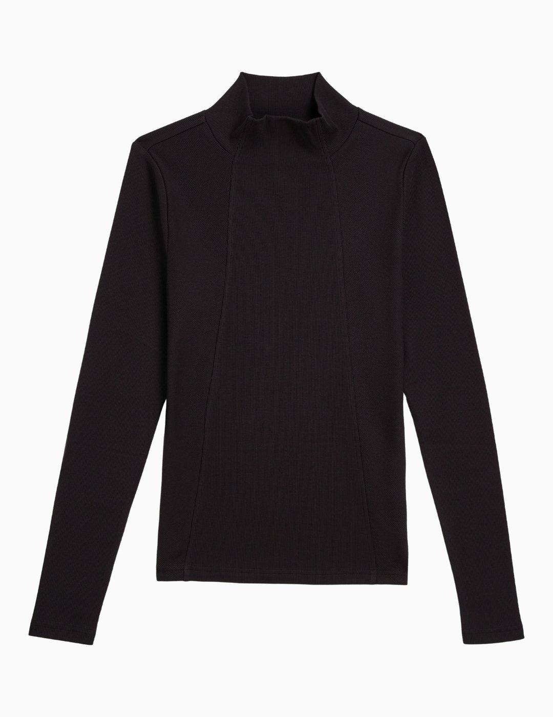 CAMISETA G-STAR A-LINE SLIM RIB MOCK NEGRA