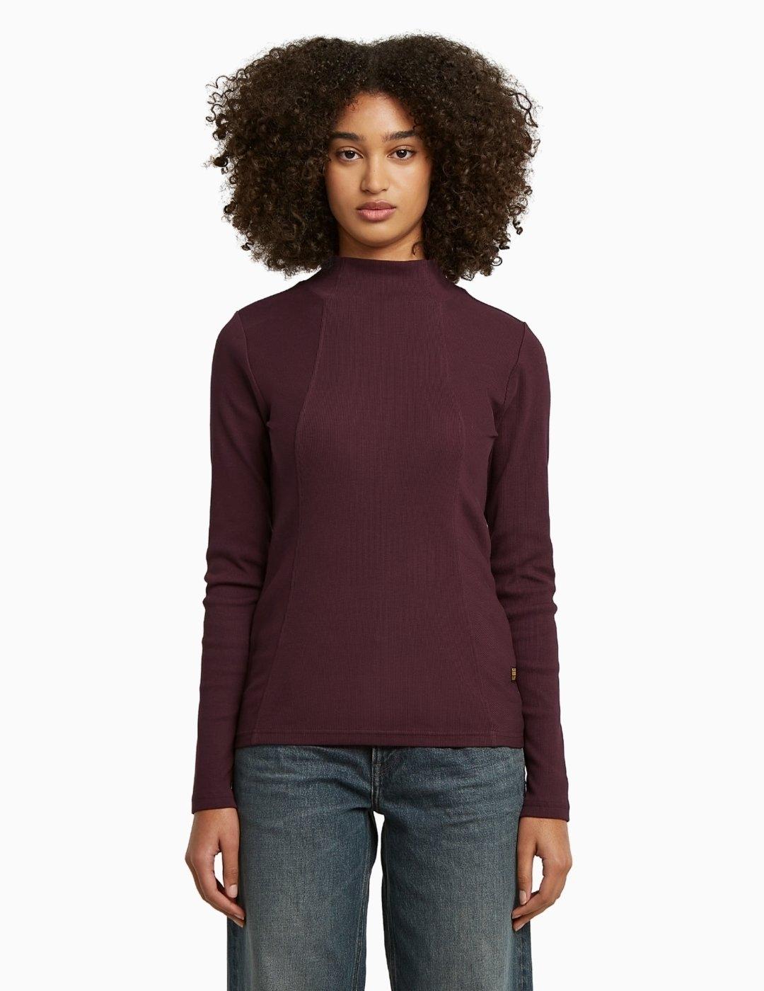 CAMISETA G-STAR A-LINE SLIM RIB MOCK GRANATE