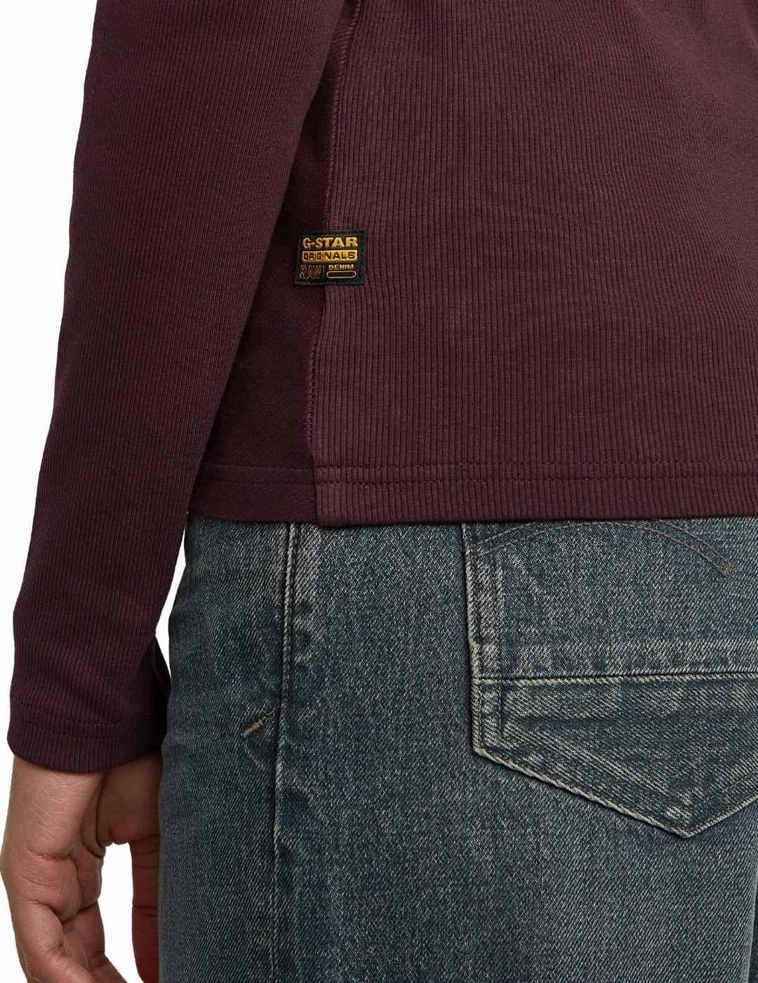 CAMISETA G-STAR A-LINE SLIM RIB MOCK GRANATE