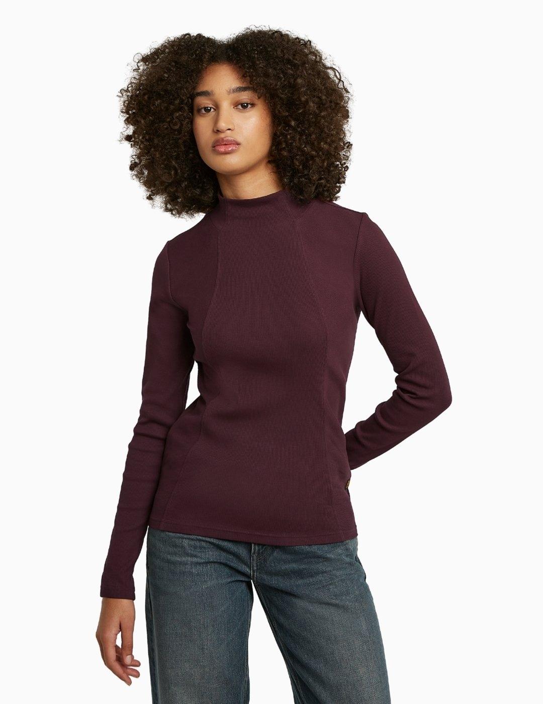 CAMISETA G-STAR A-LINE SLIM RIB MOCK GRANATE