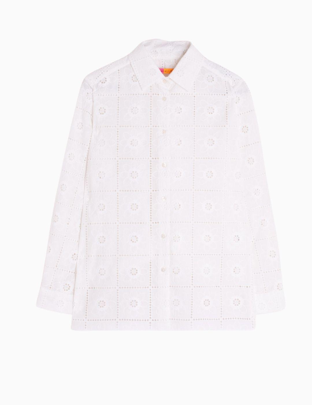 CAMISA VILAGALLO BLANCA BORDADO FLOR 