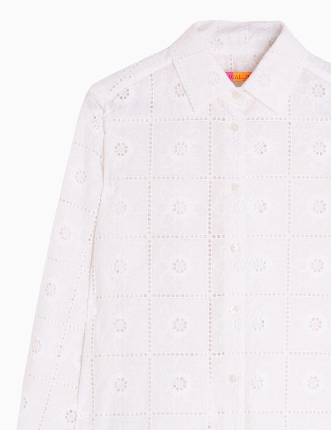 CAMISA VILAGALLO BLANCA BORDADO FLOR 
