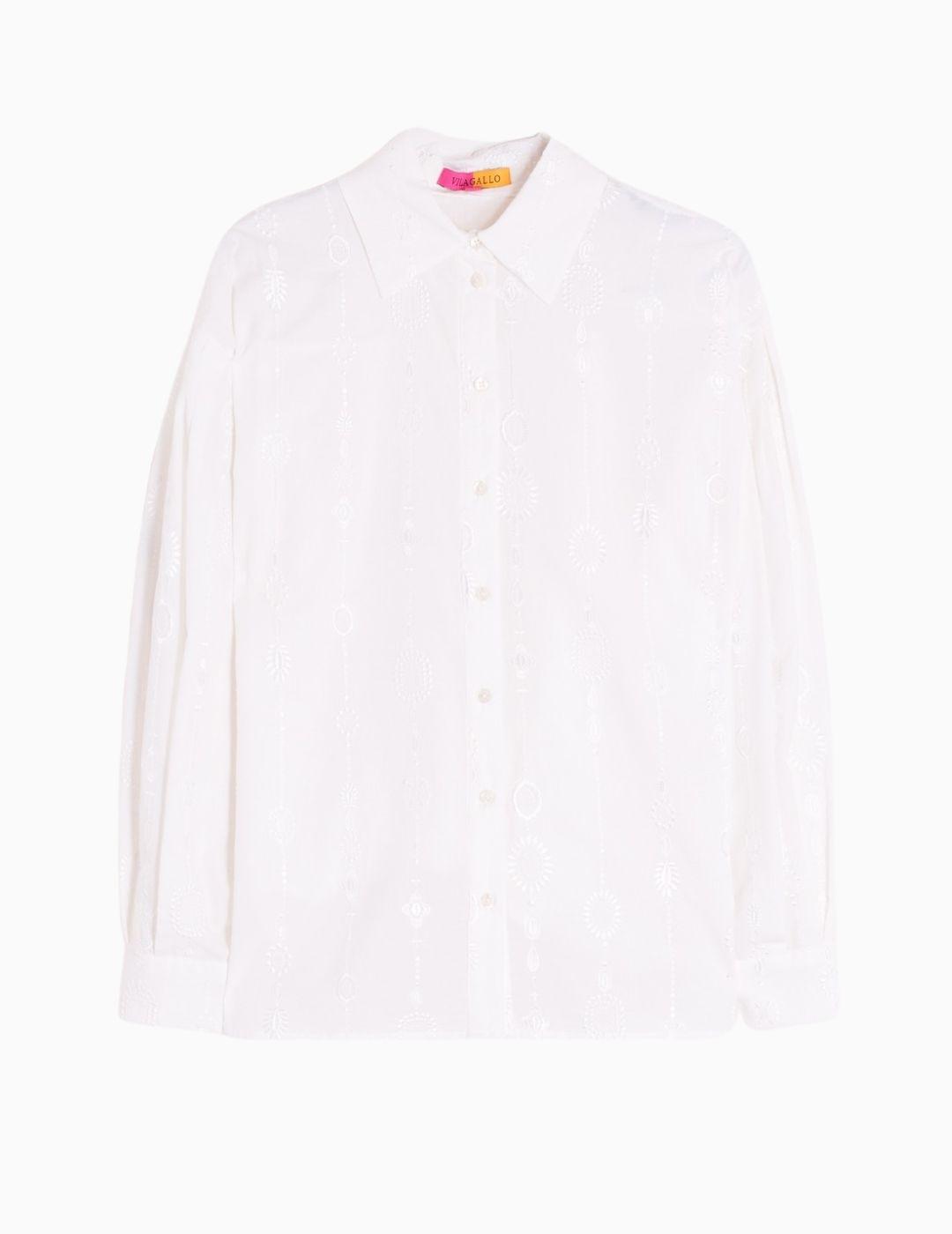 CAMISA VILAGALLO BLANCA BORDADO GEOMÉTRICO 