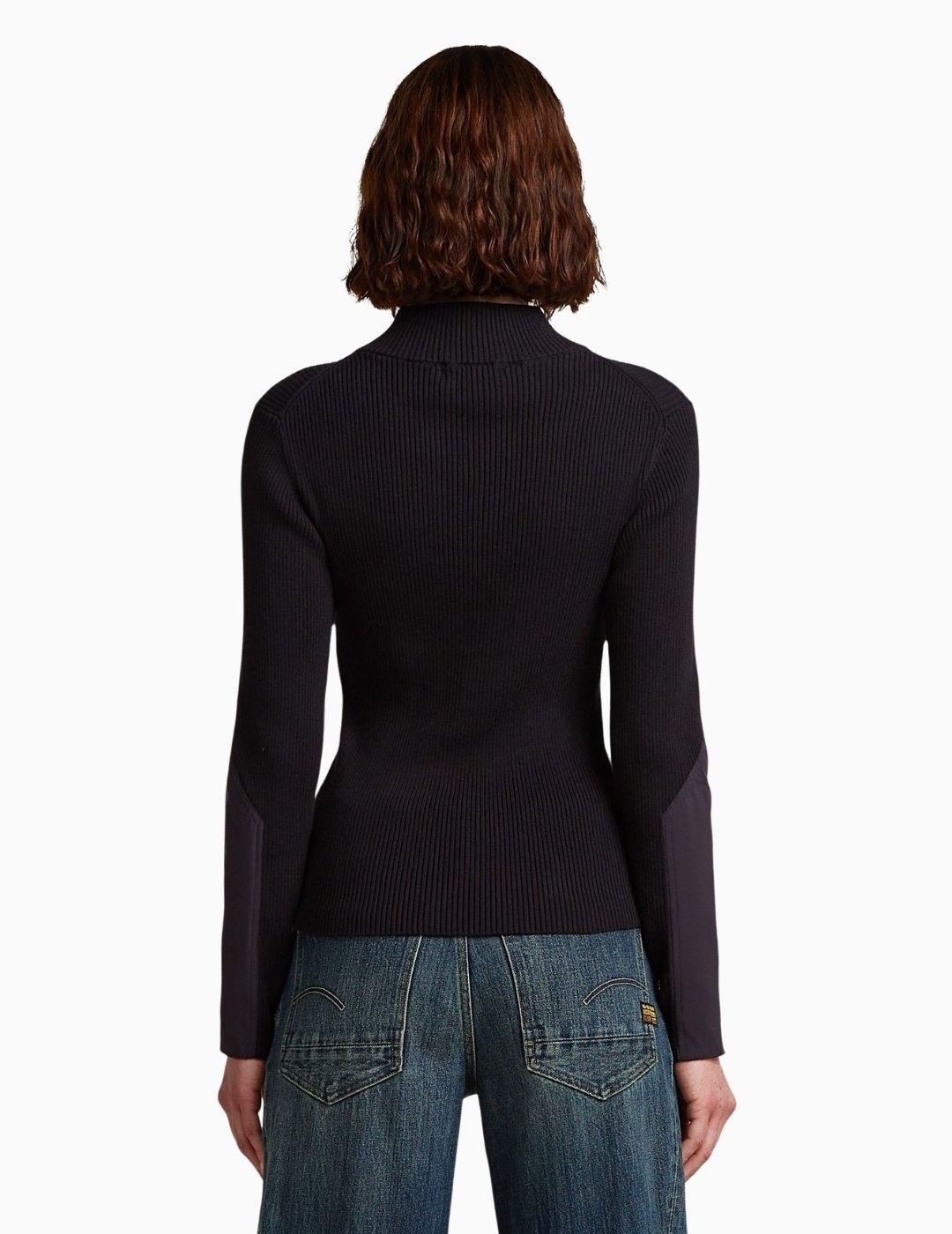 JERSEY G-STAR WOVEN MIX PLACKET SLIM KNIT NEGRO