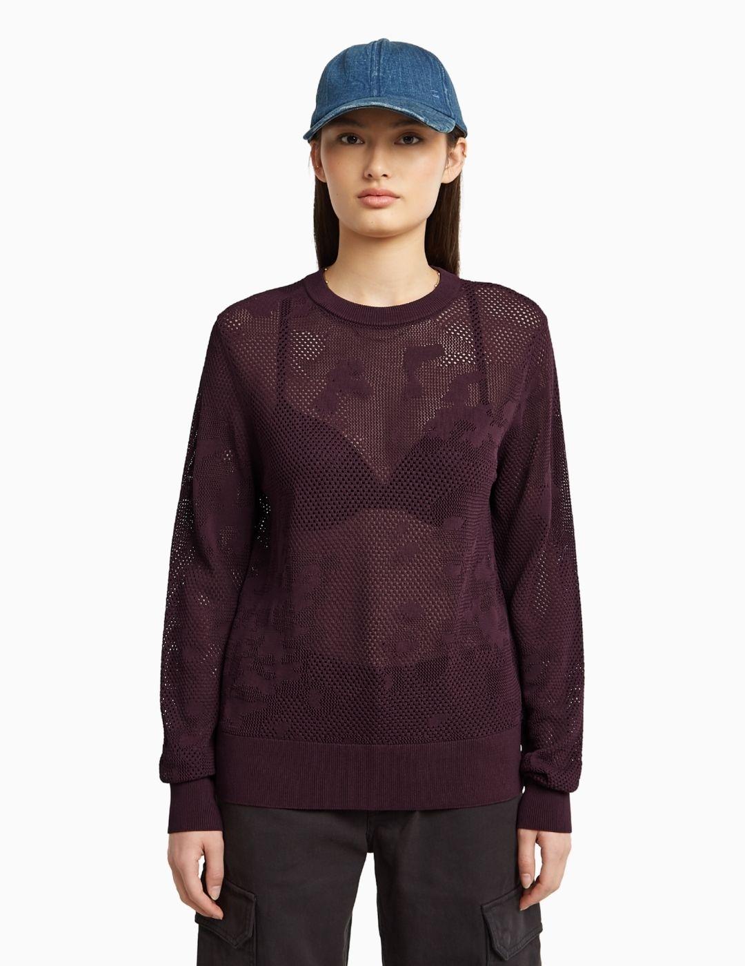 JERSEY G-STAR POINTELLE KNIT GRANATE