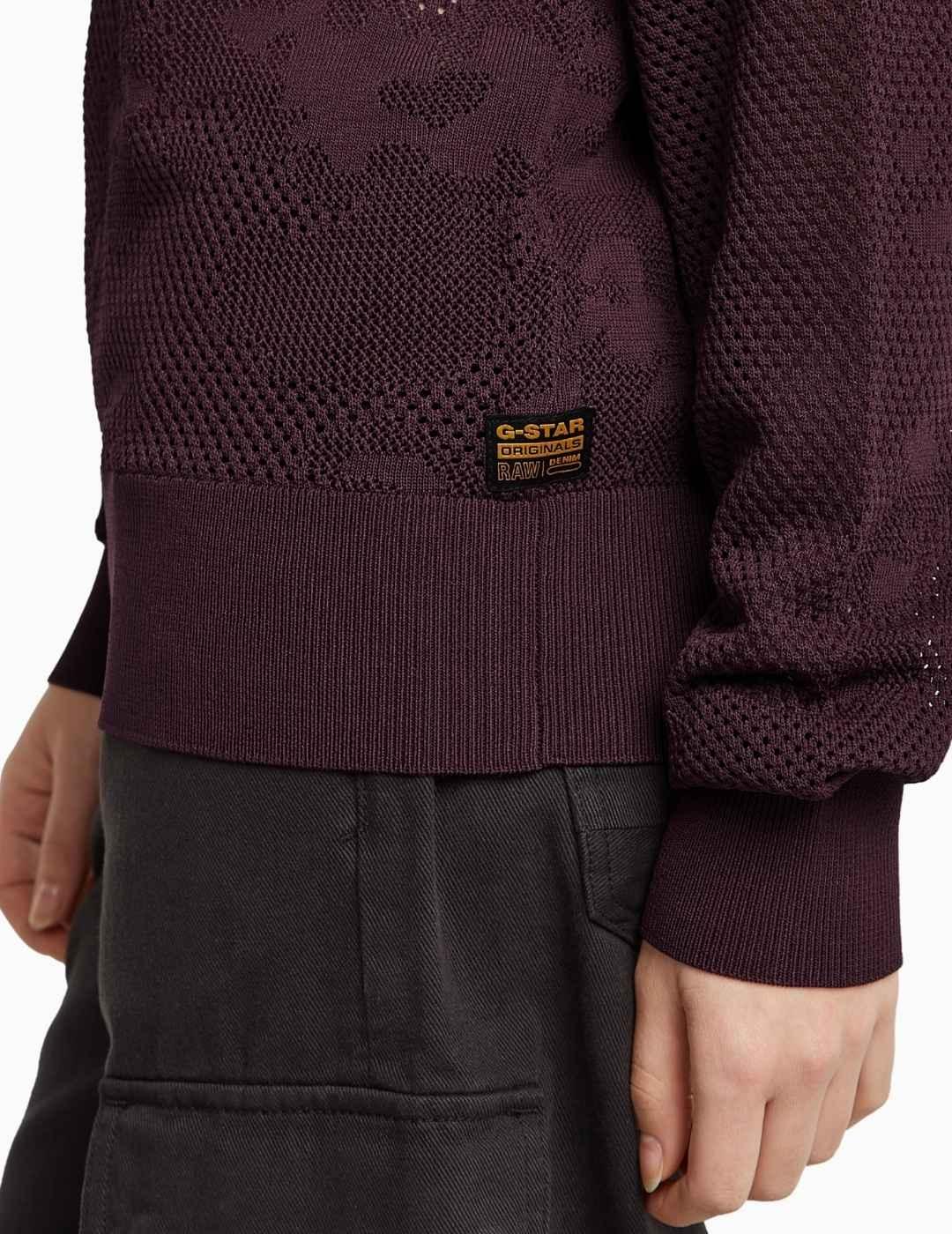 JERSEY G-STAR POINTELLE KNIT GRANATE