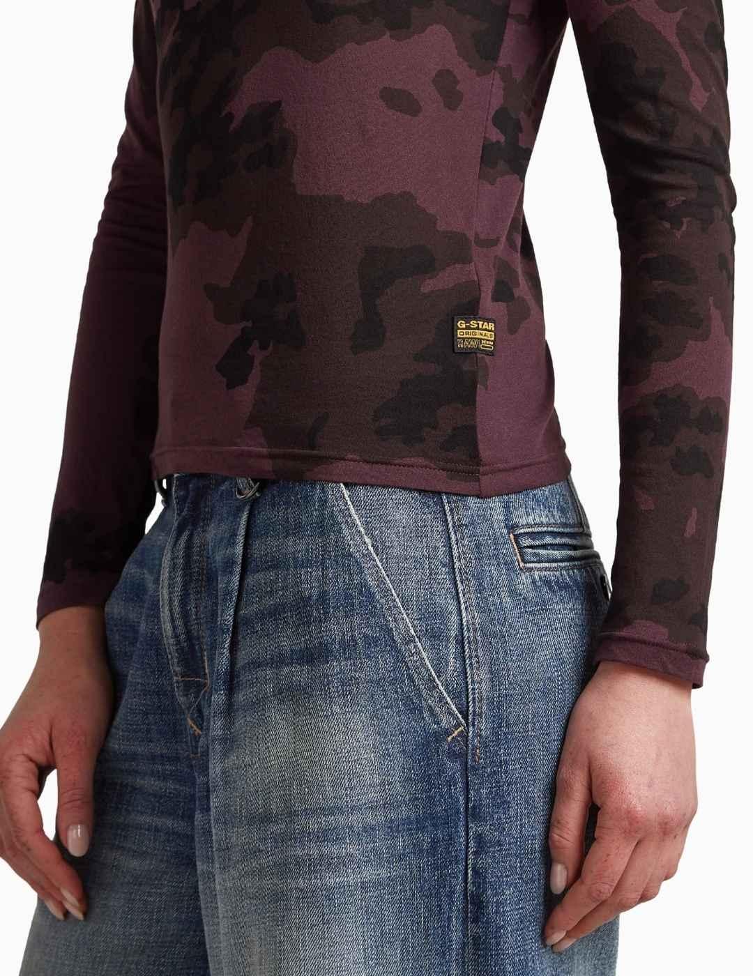 CAMISETA G-STAR ALLOVER PRINT SLIM GRANATE