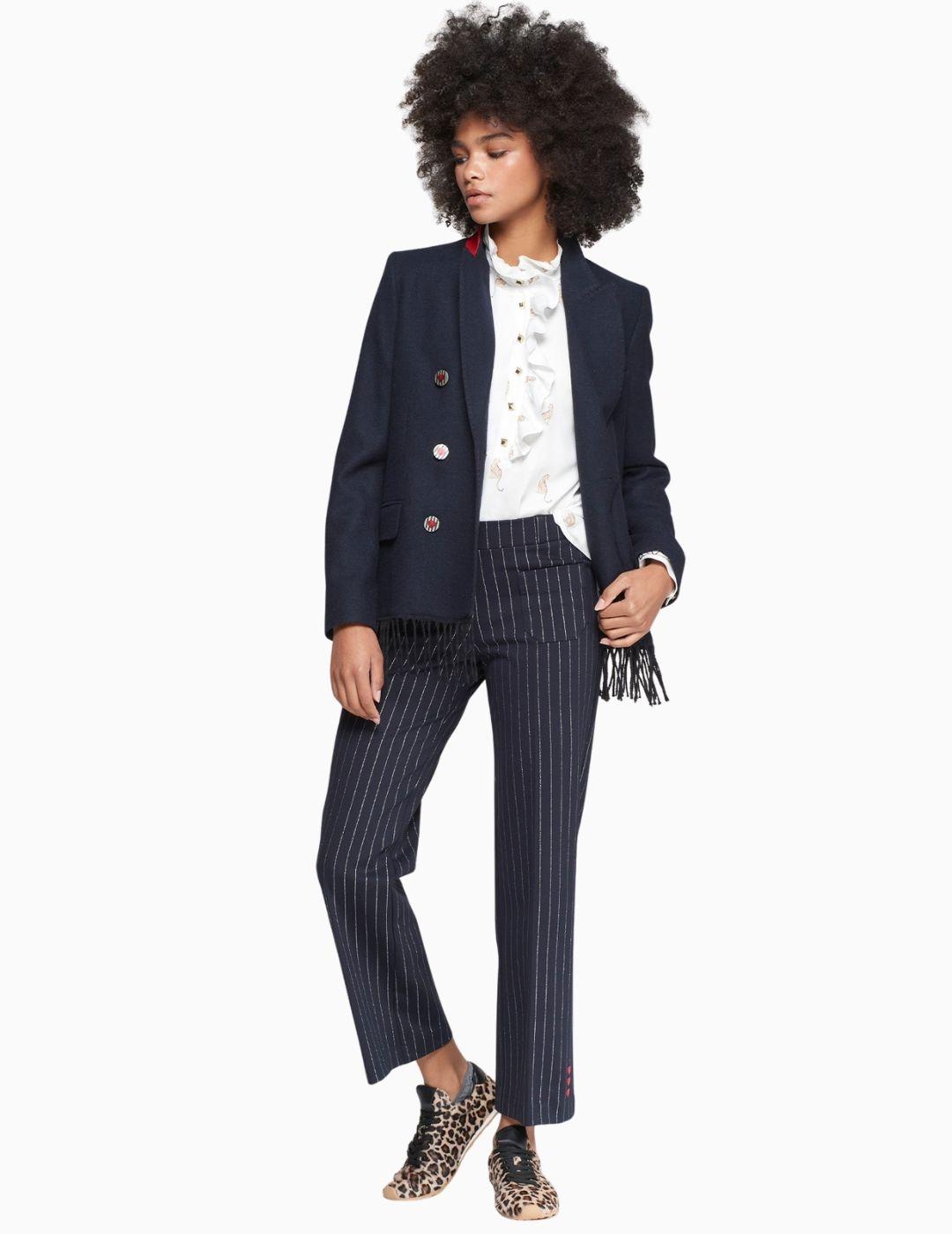 CHAQUETA VILAGALLO FLECOS AZUL MARINO FLECOS 