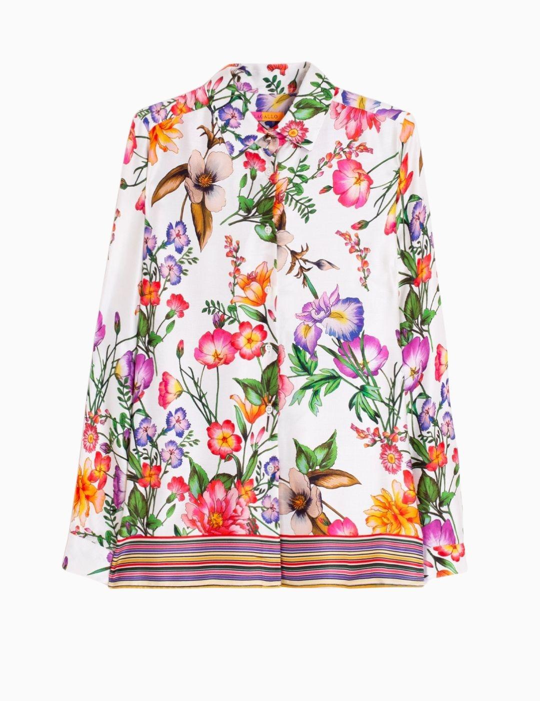 CAMISA VILAGALLO BLANCA ESTAMPADO FLOR 