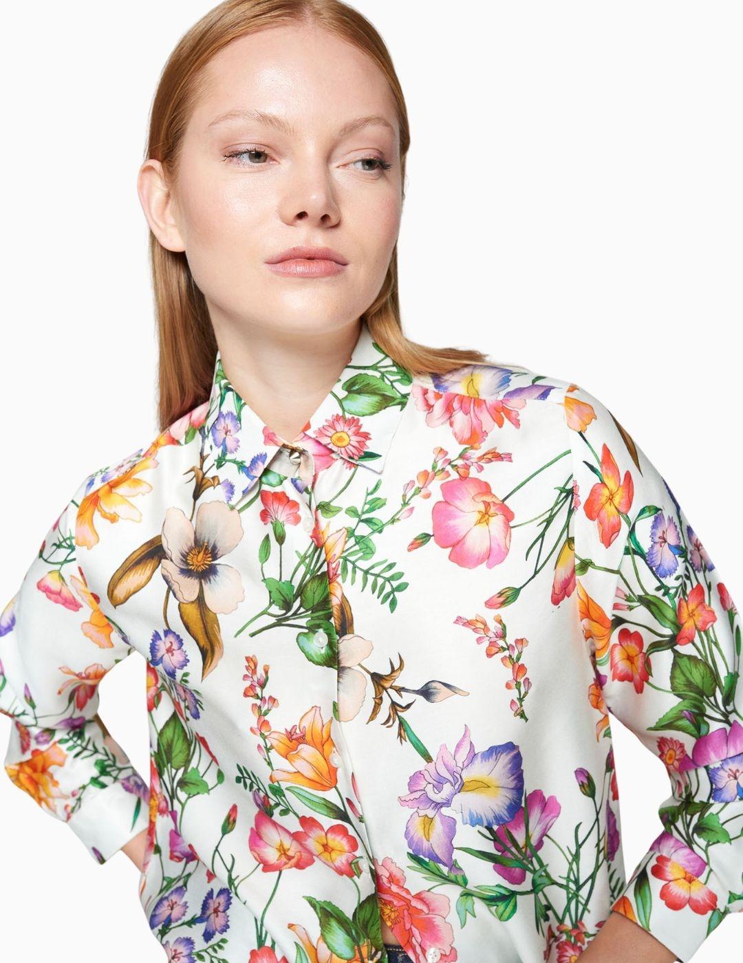 CAMISA VILAGALLO BLANCA ESTAMPADO FLOR 