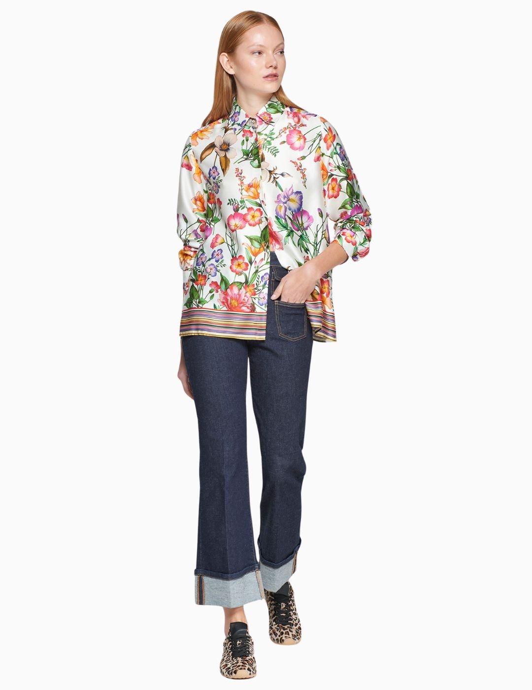 CAMISA VILAGALLO BLANCA ESTAMPADO FLOR 