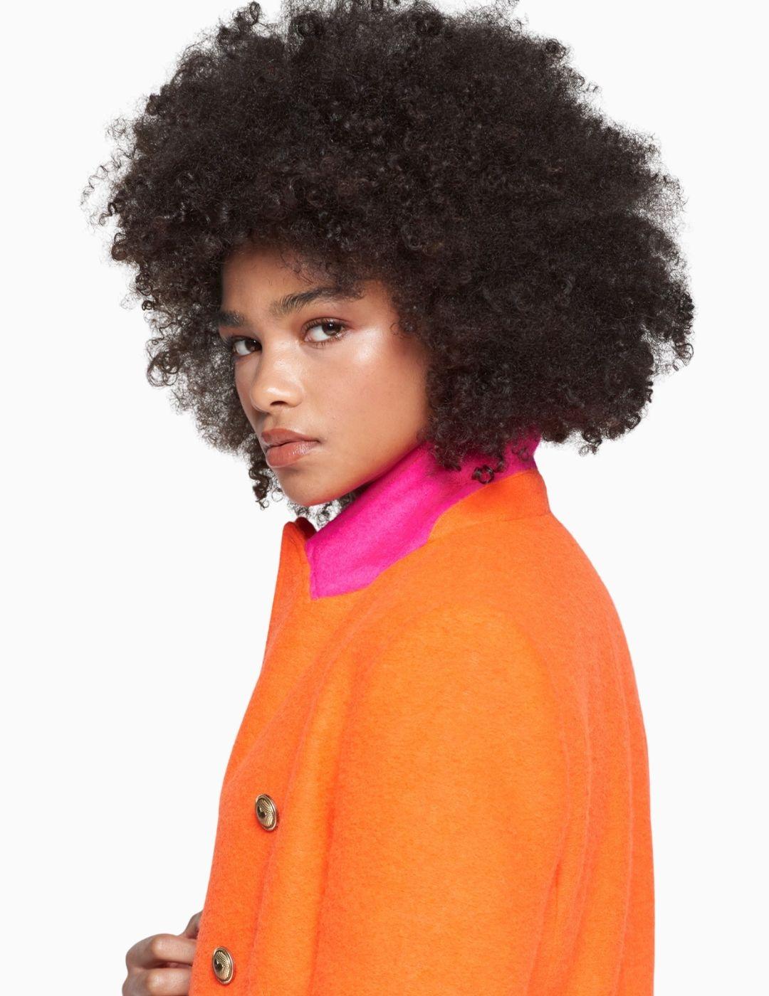 CHAQUETA VILAGALLO NARANJA LANA CUELLO CONTRASTE 