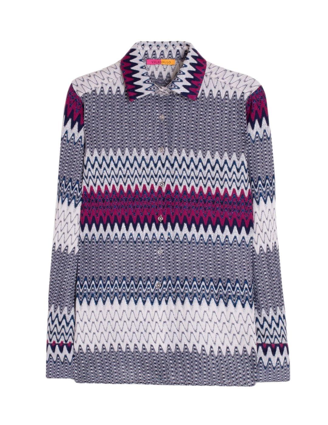 CAMISA VILAGALLO ESPIGA MARINO LUREX JACQUARD 