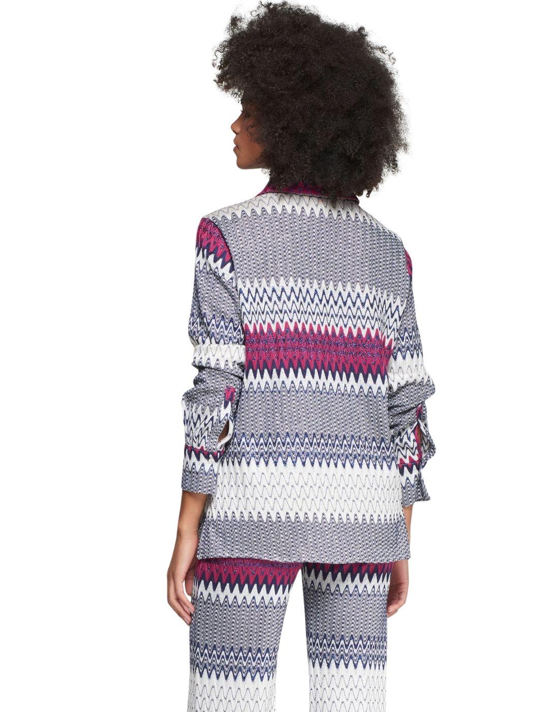 CAMISA VILAGALLO ESPIGA MARINO LUREX JACQUARD 