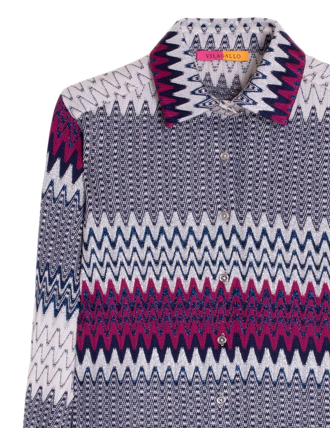 CAMISA VILAGALLO ESPIGA MARINO LUREX JACQUARD 