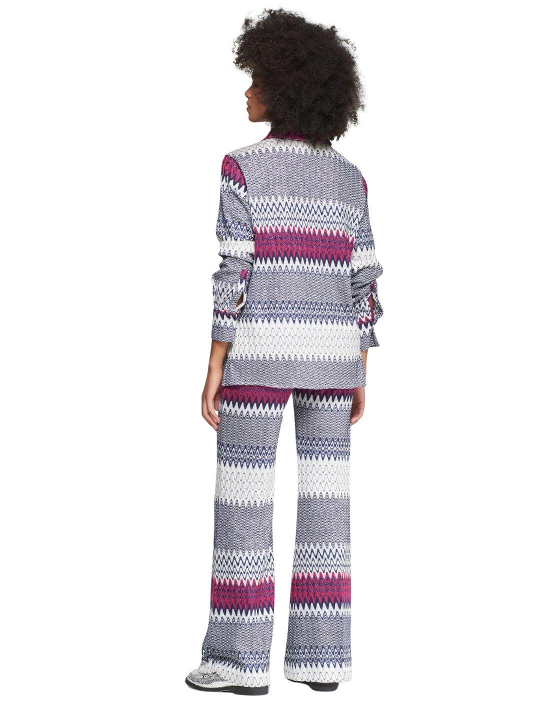 PANTALÓN VILAGALLO ESPIGA MARINO LUREX JACQUARD 