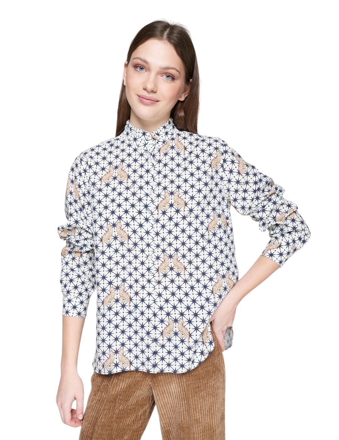 CAMISA VILAGALLO BLANCA ESTAMPADA