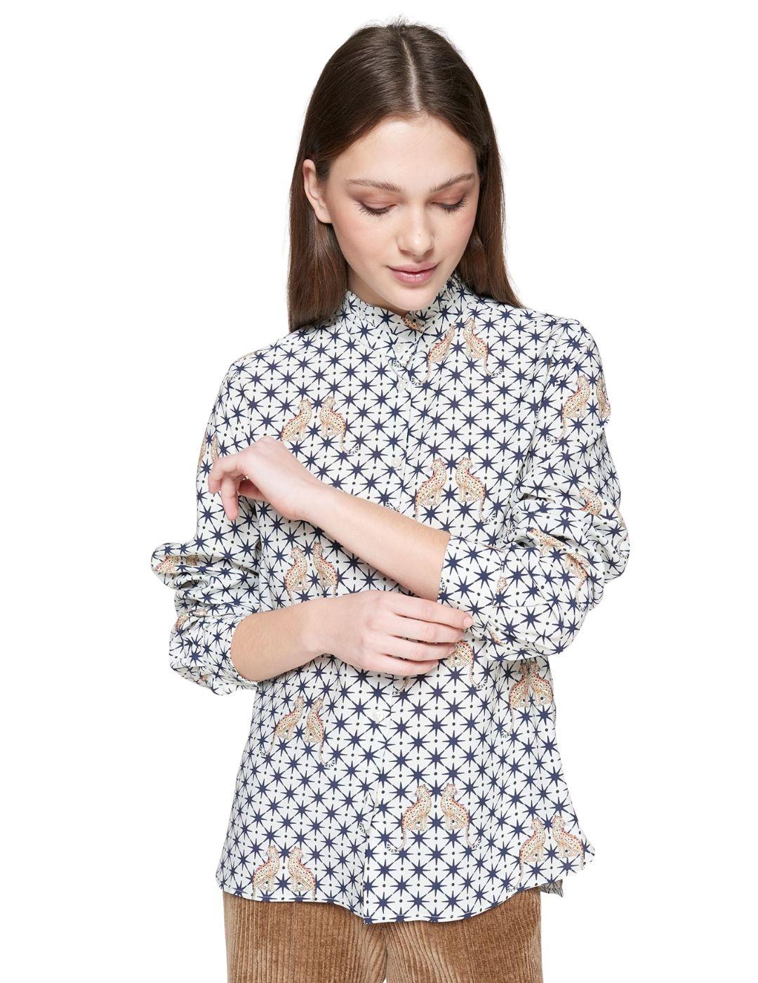 CAMISA VILAGALLO BLANCA ESTAMPADA