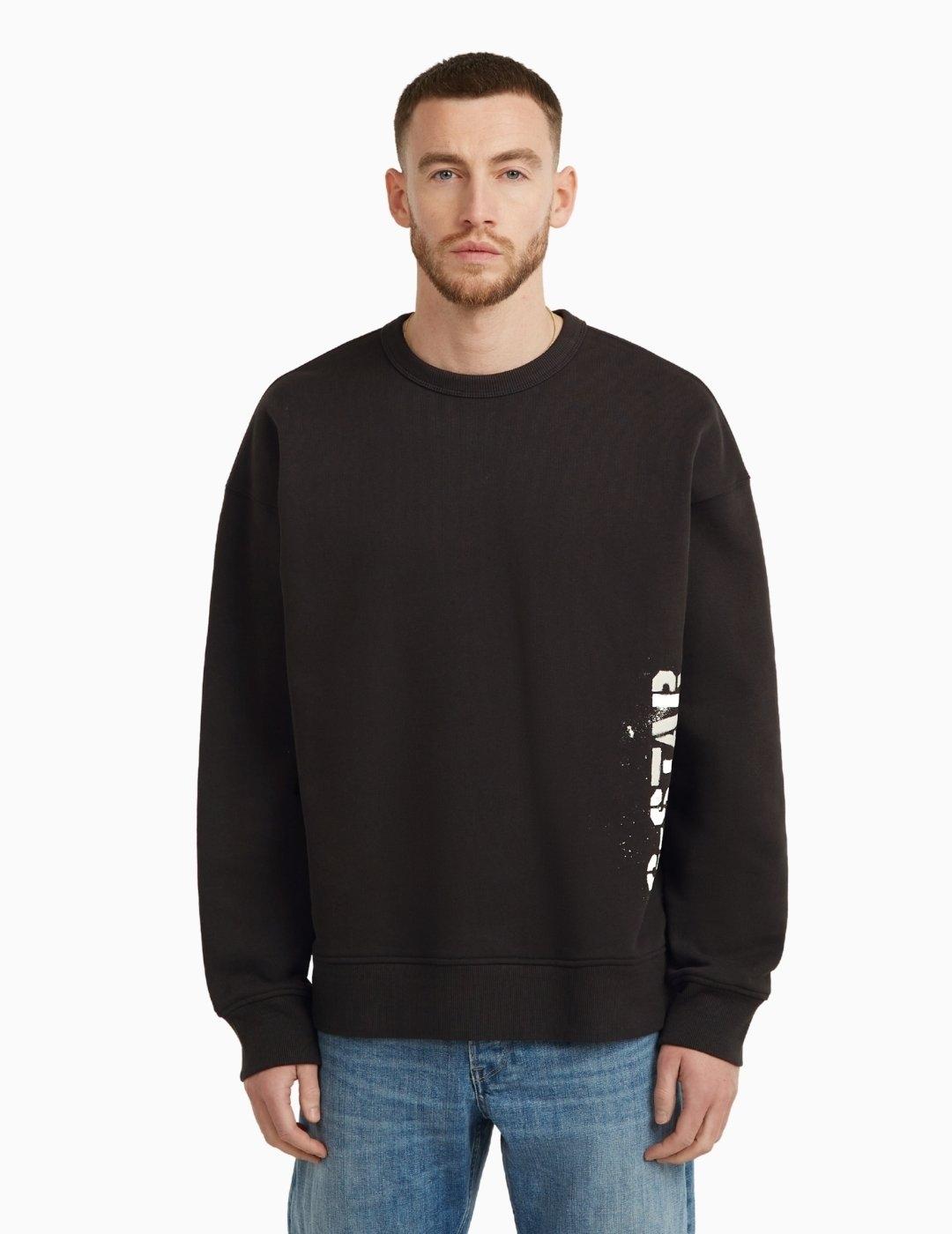 SUDADERA  G-STAR SPRAYED 89 GR LOOSE NEGRA