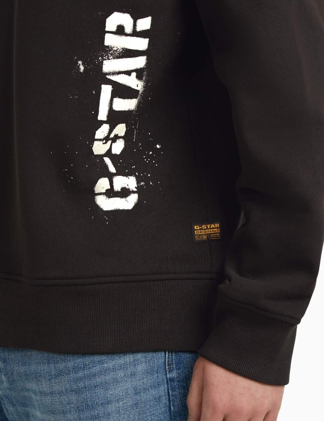 SUDADERA  G-STAR SPRAYED 89 GR LOOSE NEGRA