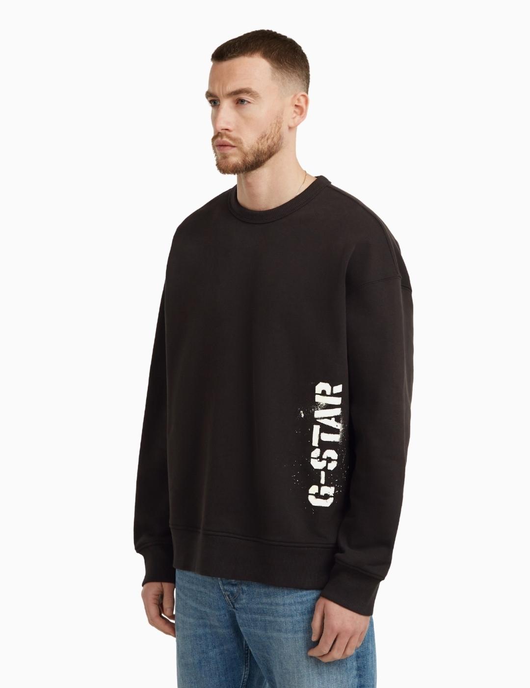 SUDADERA  G-STAR SPRAYED 89 GR LOOSE NEGRA