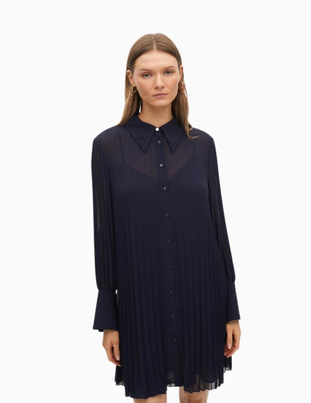 VESTIDO LOLA CSDM BY MAITE CORTO PLISADO NAVY