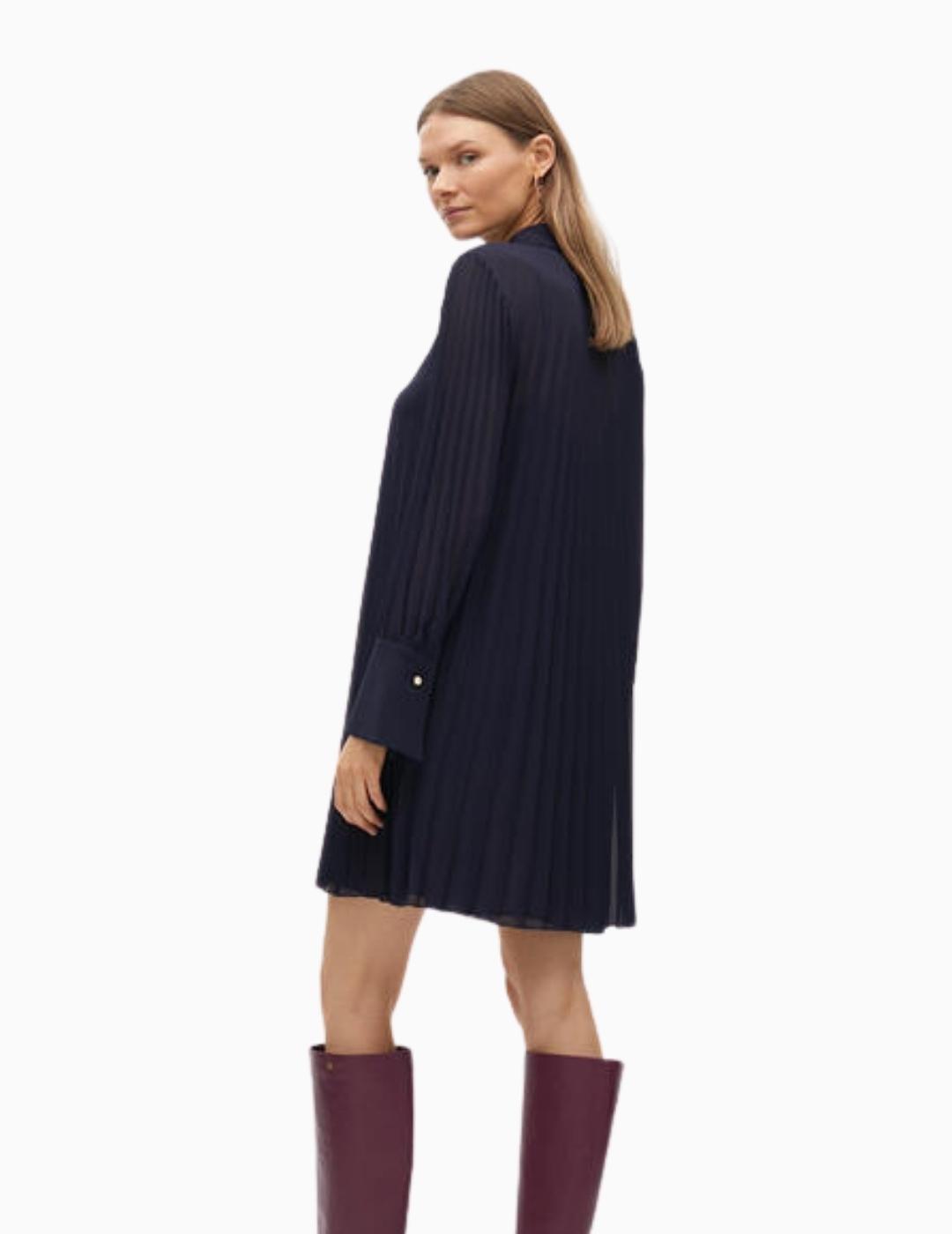 VESTIDO LOLA CSDM BY MAITE CORTO PLISADO NAVY