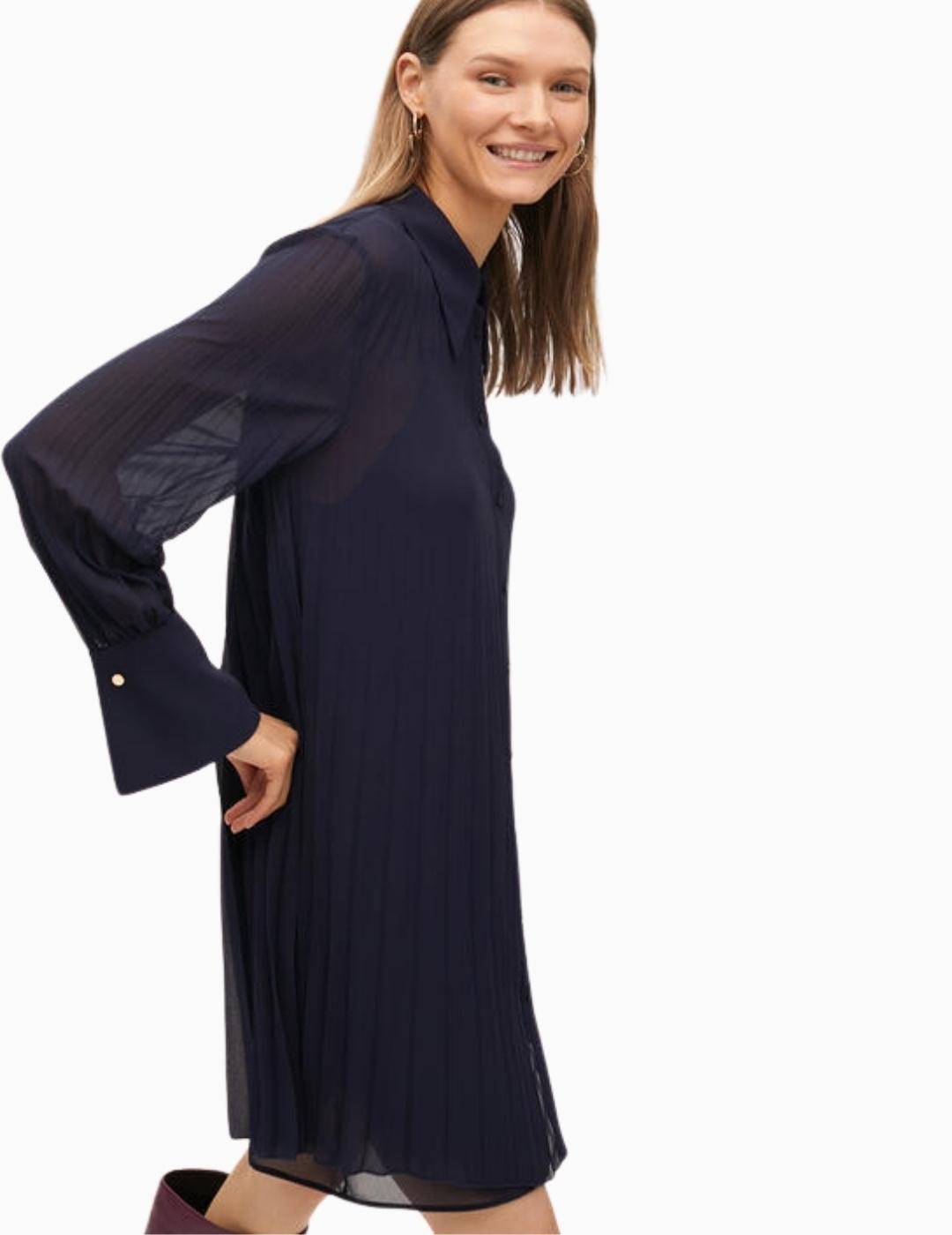 VESTIDO LOLA CSDM BY MAITE CORTO PLISADO NAVY