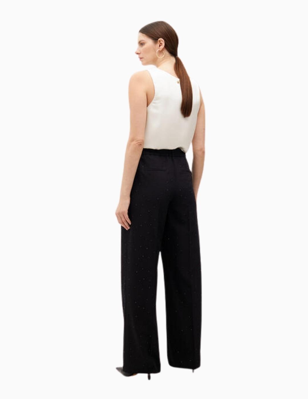 PANTALÓN LOLA CSDM BY MAITE RECTO CON STRASS NEGRO