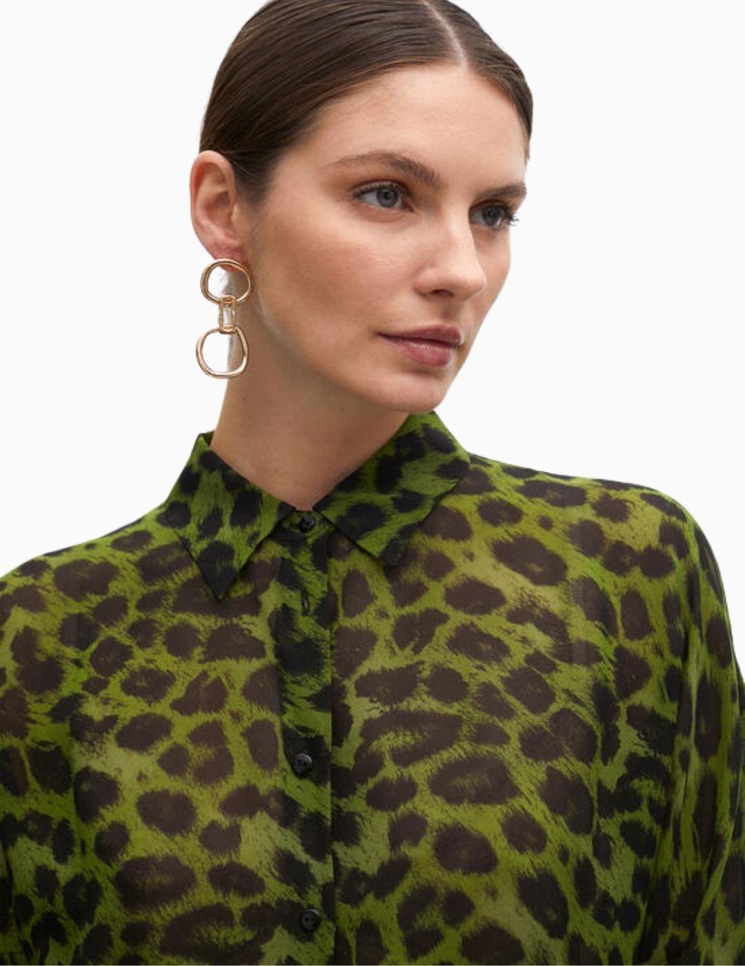CAMISA LOLA CSDM BY MAITE ANIMAL PRINT VERDE