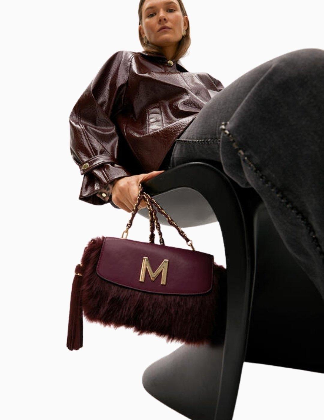 BOLSO LOLA CSDM BY MAITE PELO CON SOLAPA BURDEOS