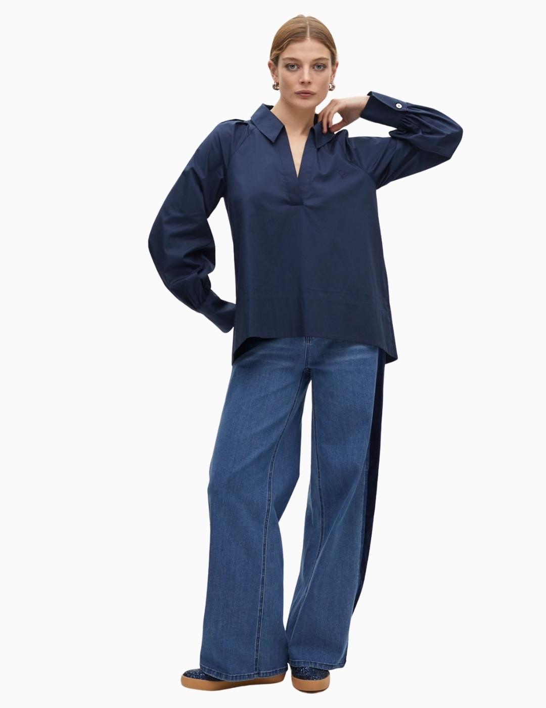 CAMISA LOLA CSDM PICO MANGA ABULLONADA AZUL