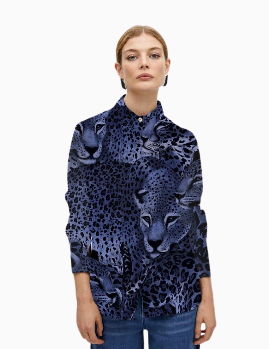 CAMISA LOLA CSDM ESTAMPADA SATÉN RECTA AZUL