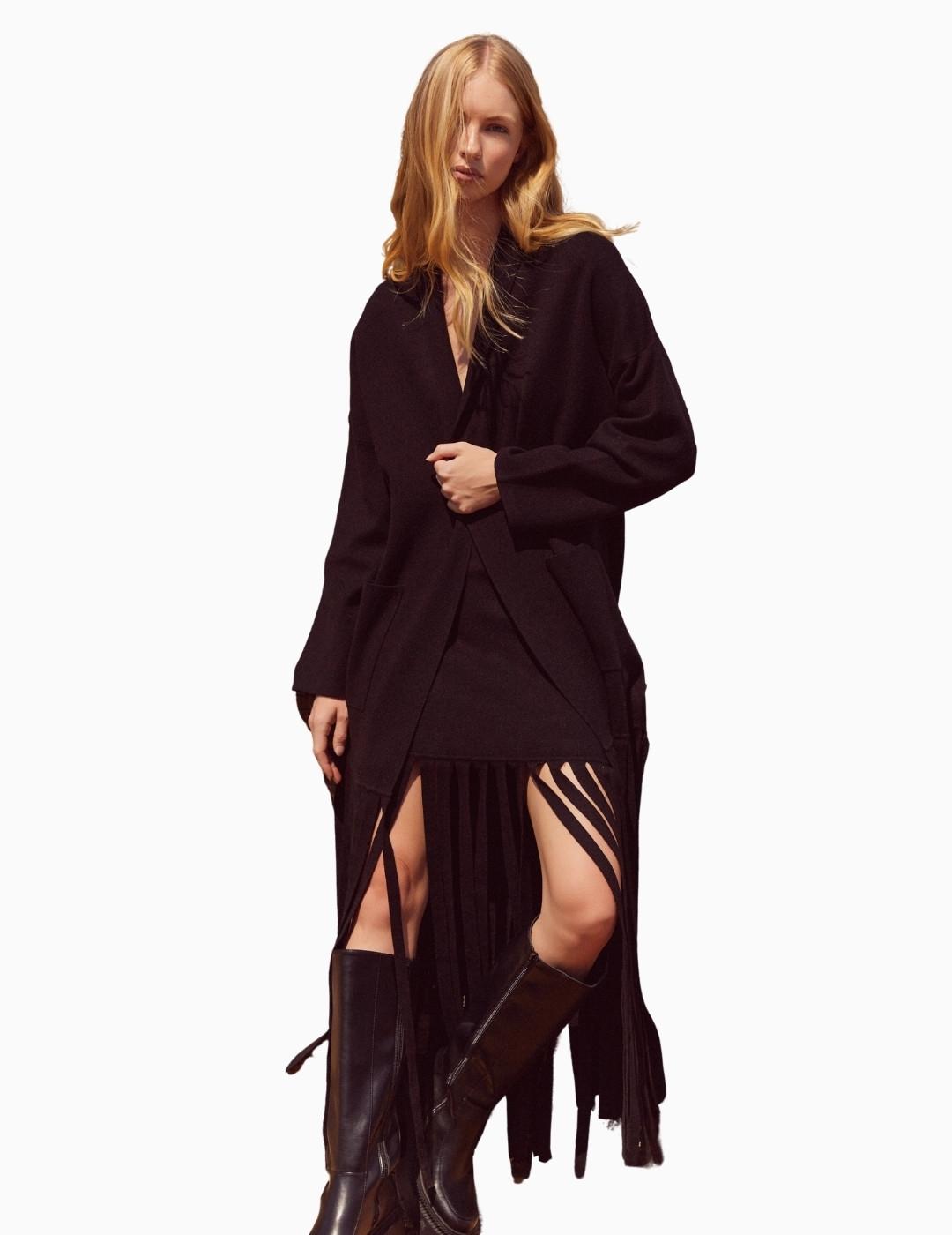 FALDA BSB MAXI DE PUNTO CON FLECOS NEGRA