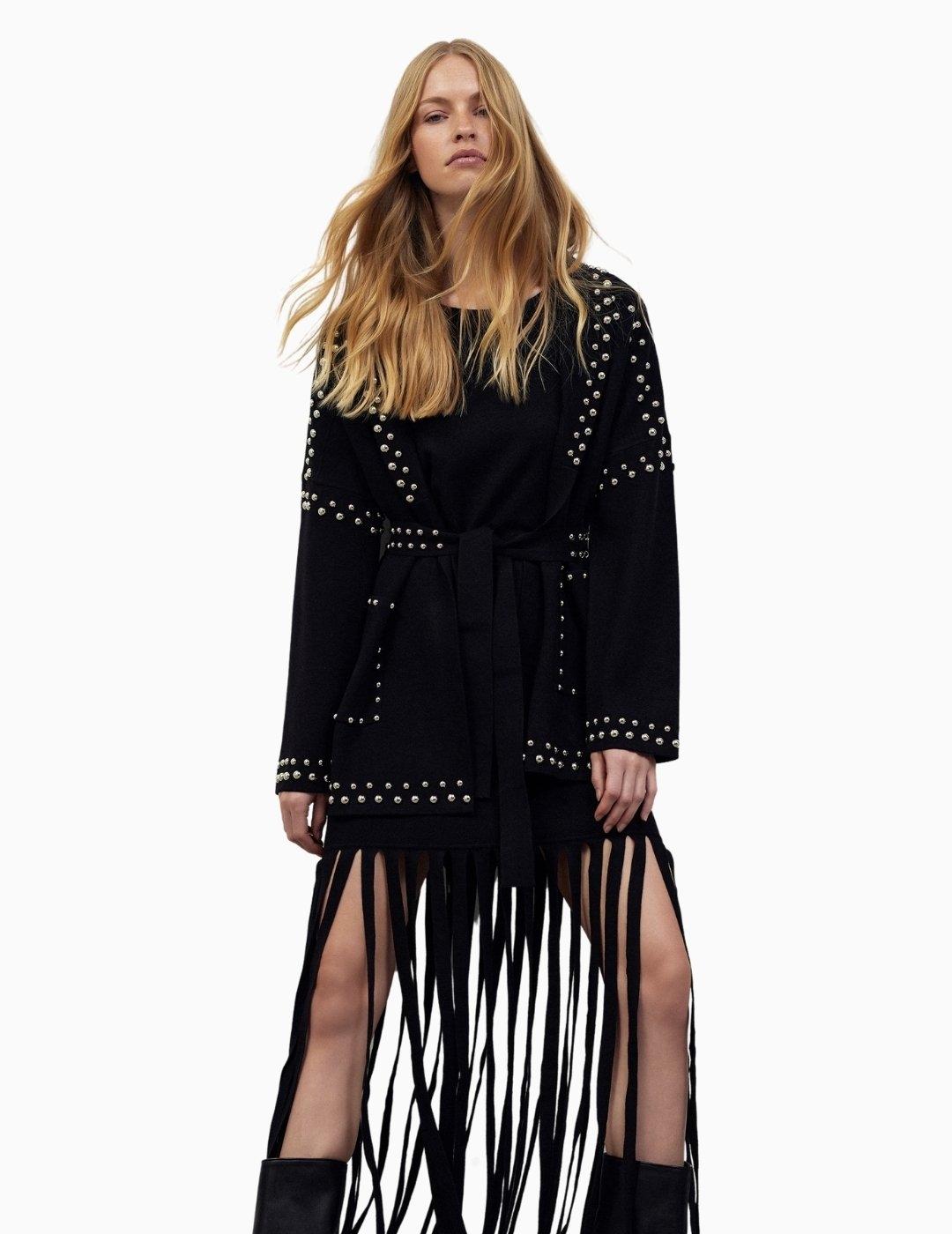 CHAQUETA BSB  DE PUNTO CON TACHUELAS NEGRA