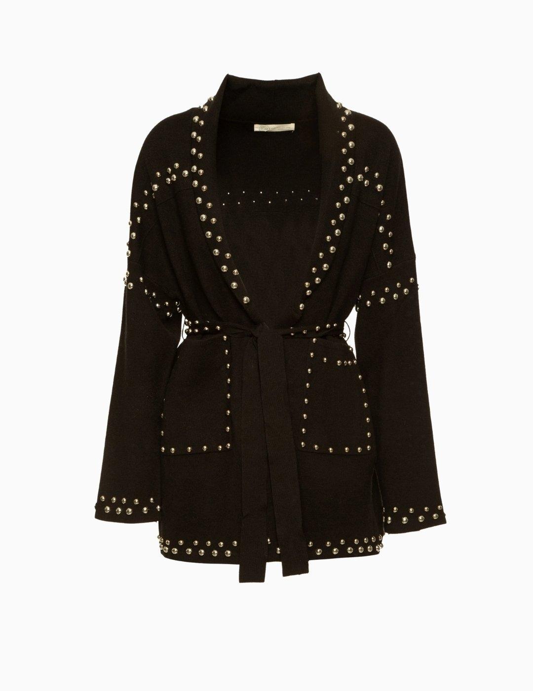 CHAQUETA BSB  DE PUNTO CON TACHUELAS NEGRA