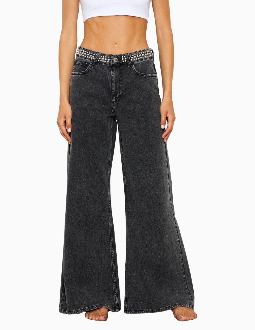 PANTALÓN BSB VAQUEROS KALIA WIDE LEG NEGRO