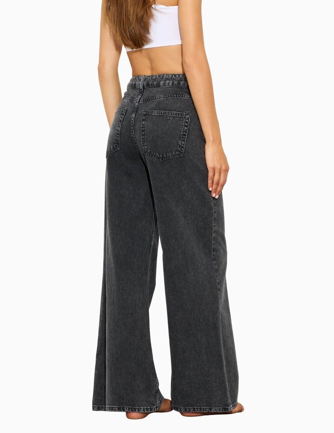 PANTALÓN BSB VAQUEROS KALIA WIDE LEG NEGRO