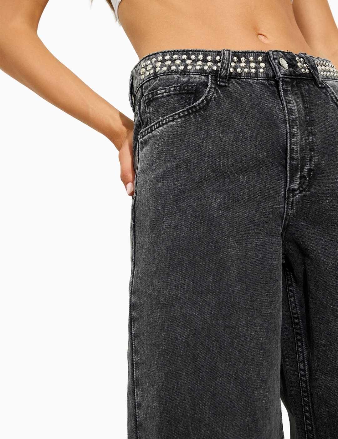 PANTALÓN BSB VAQUEROS KALIA WIDE LEG NEGRO