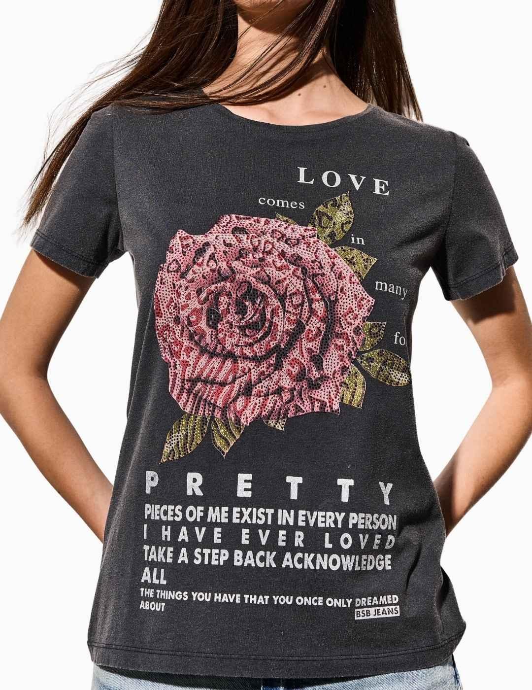 CAMISETA BSB PEDRERÍA Y ESTAMPADO CARBÓN