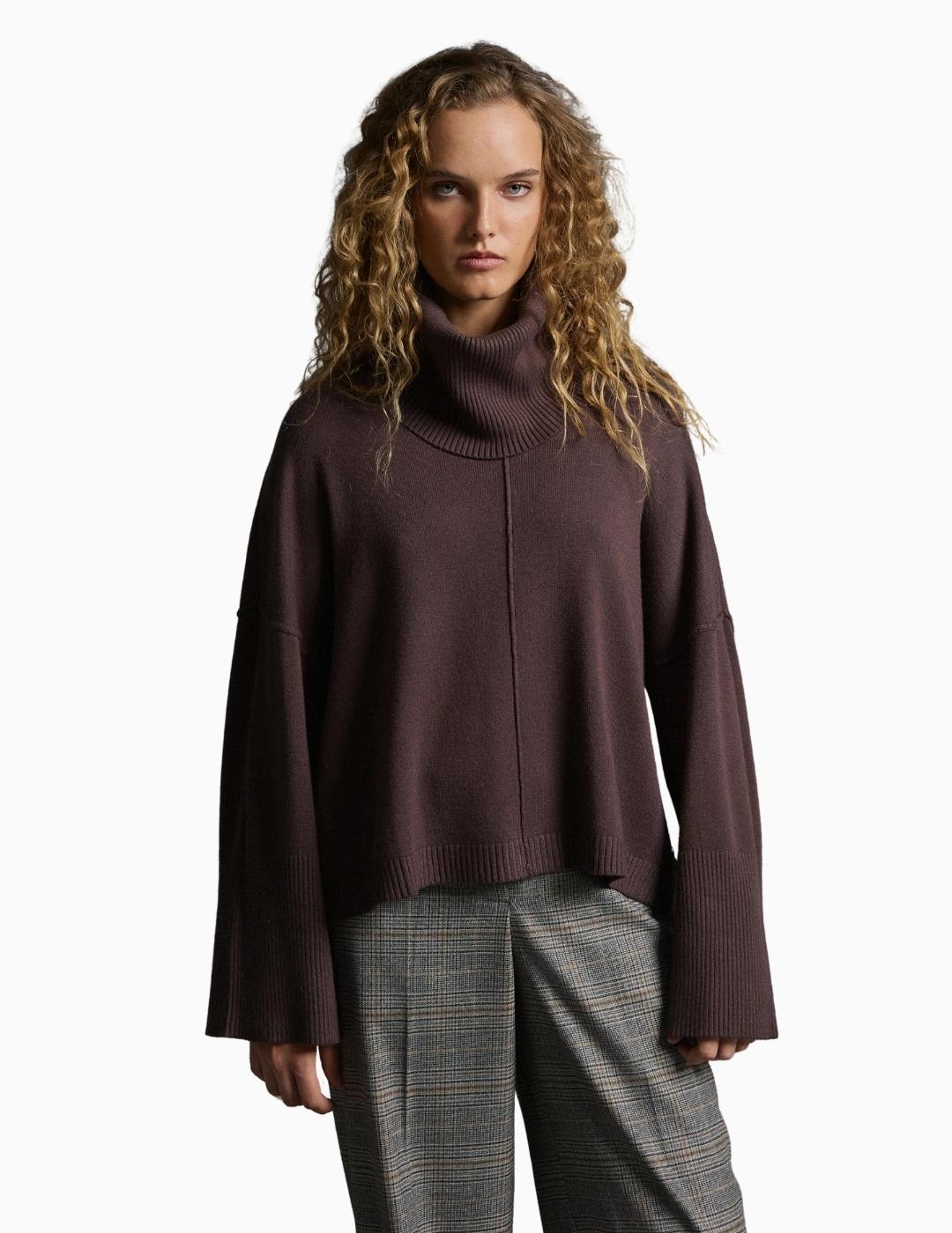 JERSEY BSB DE PUNTO CUELLO DESMONTABLE MARRÓN