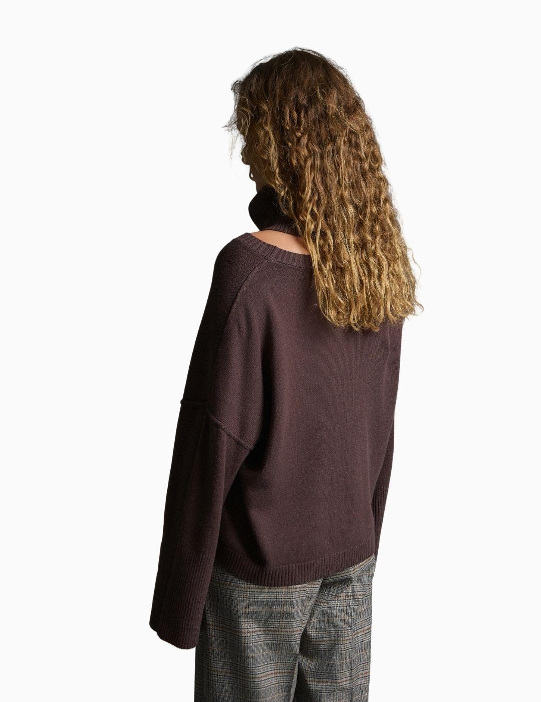 JERSEY BSB DE PUNTO CUELLO DESMONTABLE MARRÓN