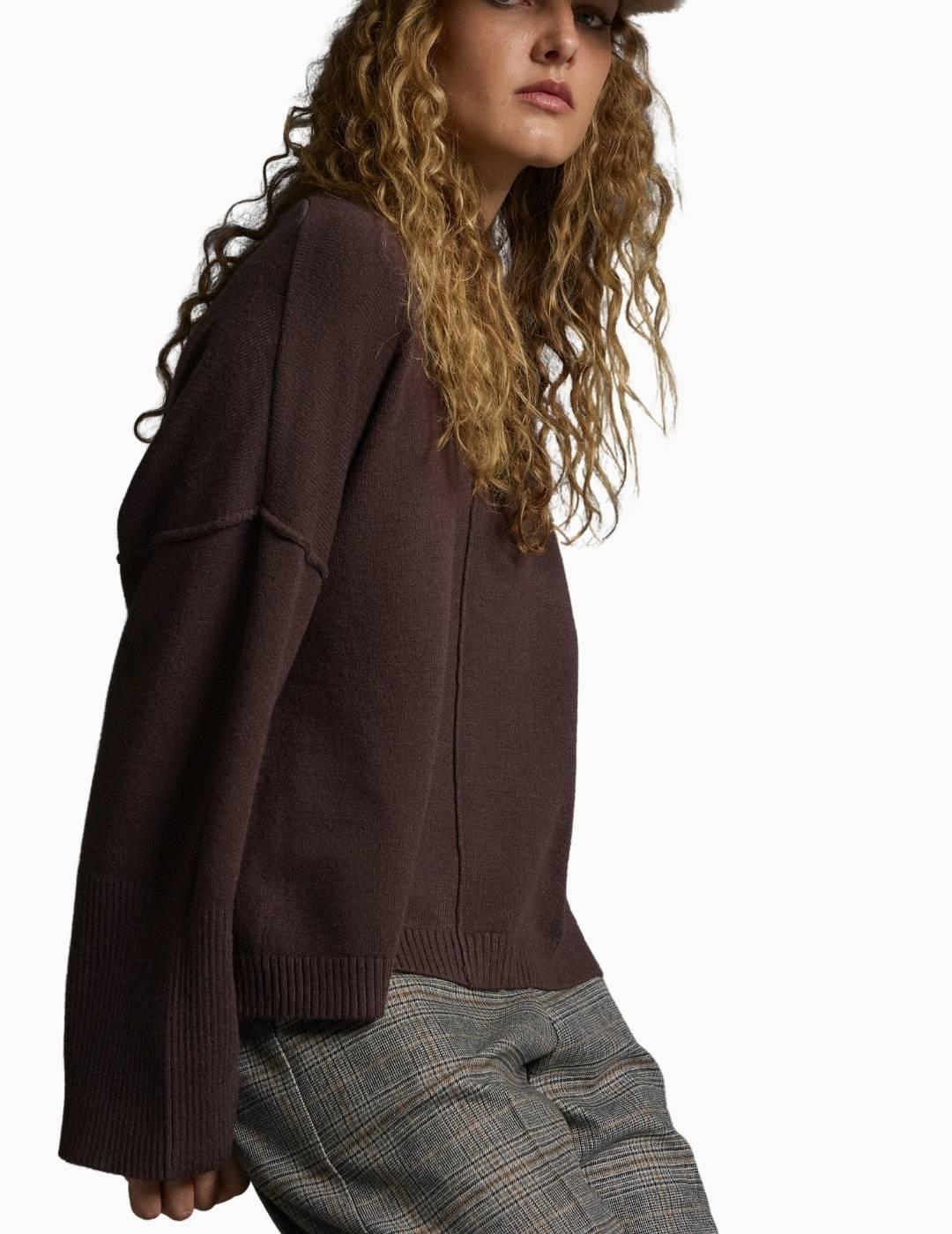 JERSEY BSB DE PUNTO CUELLO DESMONTABLE MARRÓN